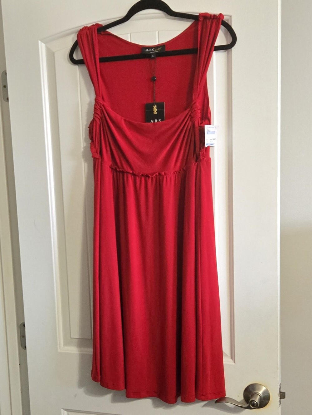 ABS Allen Schwartz Red Mini Dress with Cap Sleeves Large
